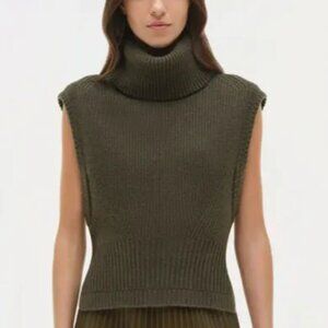 NWT $325 Simkhai Maple Cashmere Wool Ribbed Turtleneck Alligator Green XS